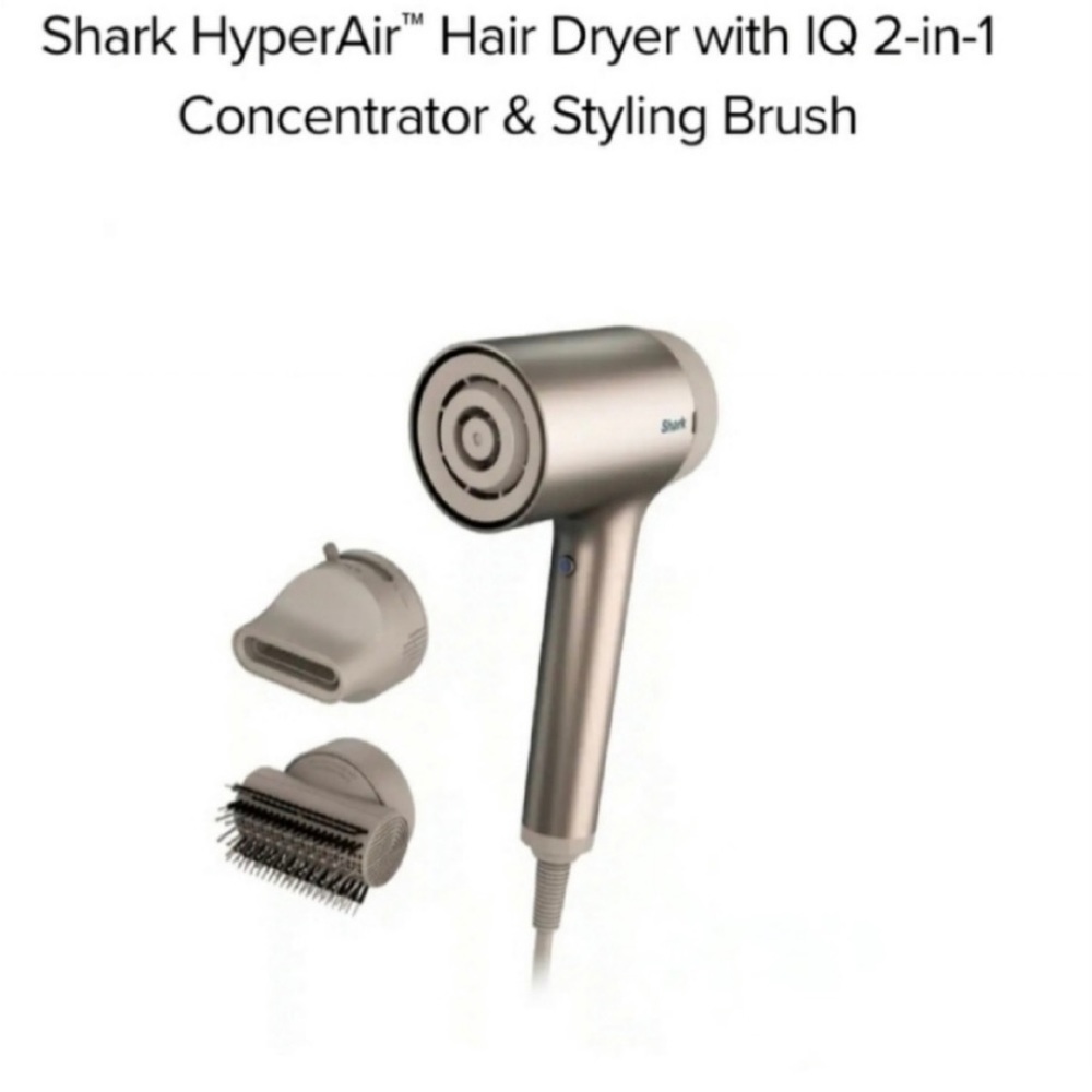 Shark HyperAir hair dryer, brushed steel color